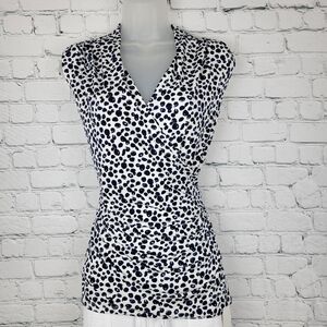41 Hawthorn Size M Navy and White Dot Blouse